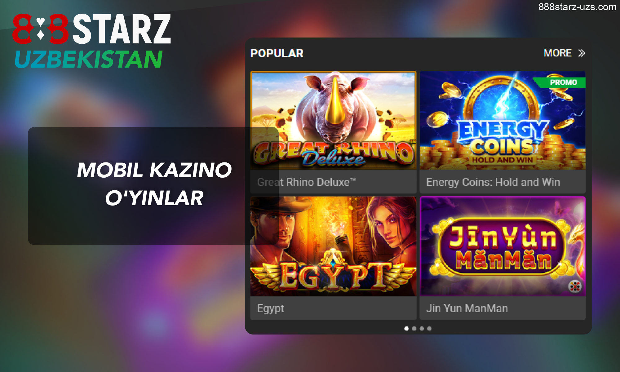 Oʻzbeklar uchun 888Starz - ilovadagi slot va boshqa onlayn oʻyinlar