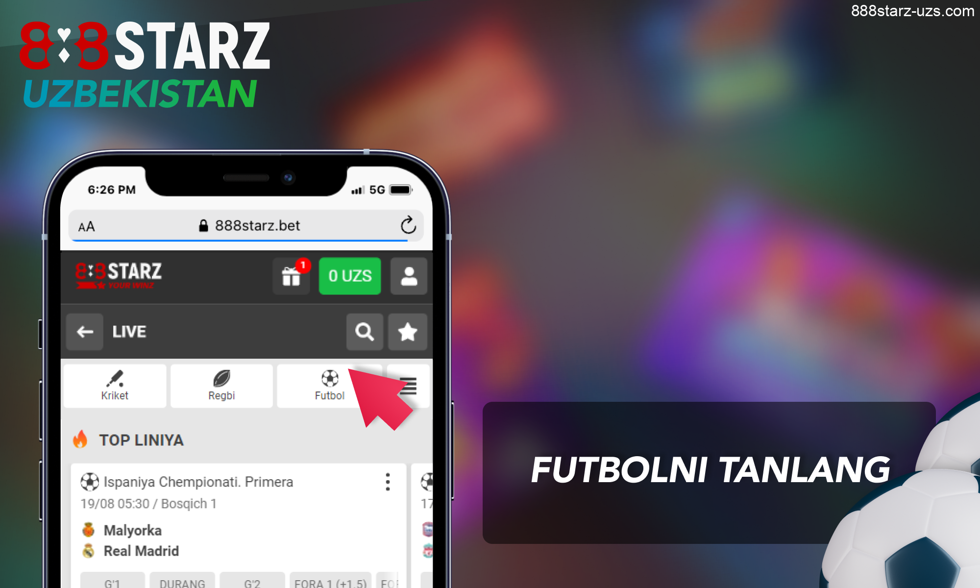 888Starz Oʻzbekiston saytida Futbolni tanlang