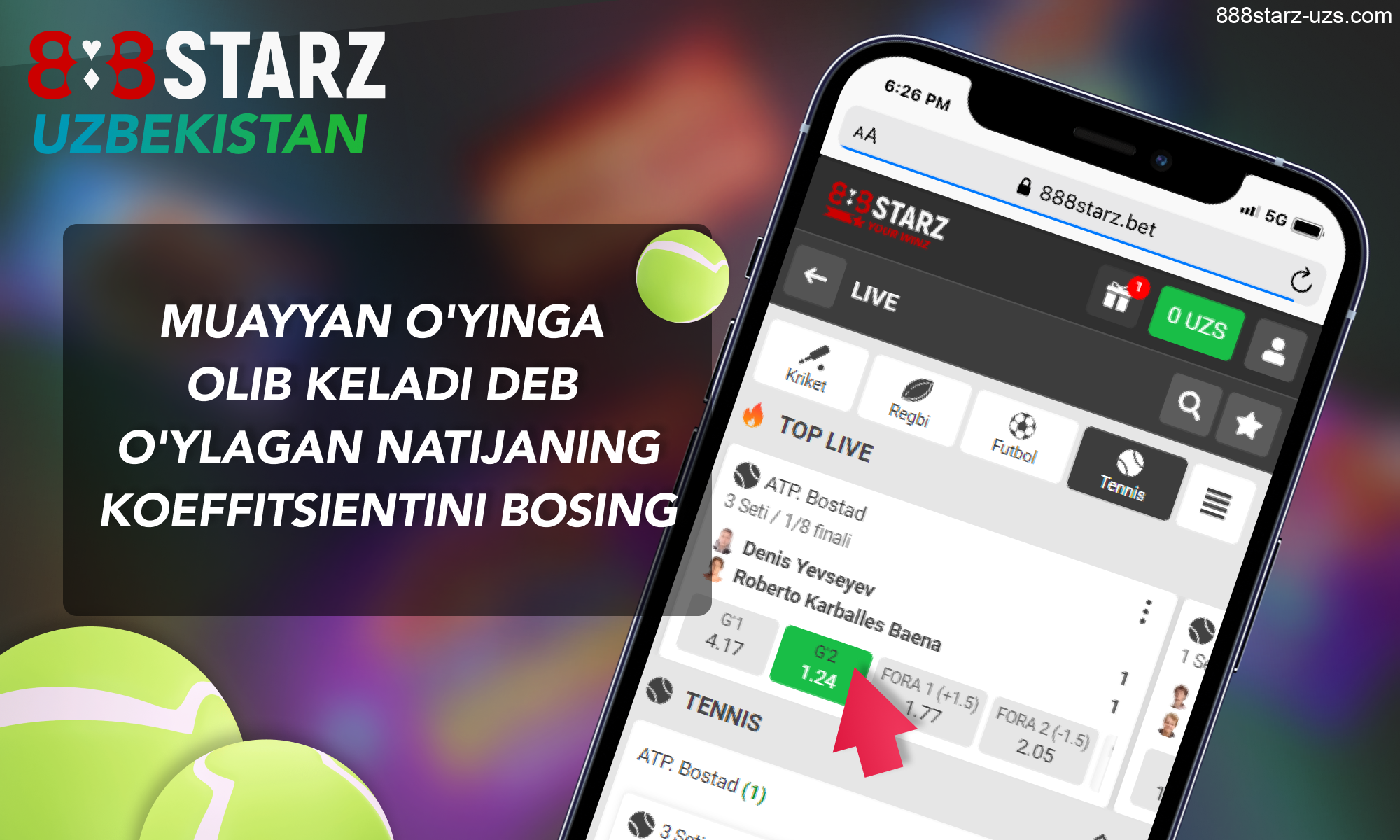 Oʻzbekistondagi 888starz saytida toqni tanlang